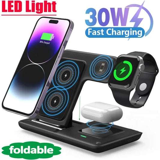 15W Multi-Function Qi Wireless Charger with Alarm Clock & LED Light