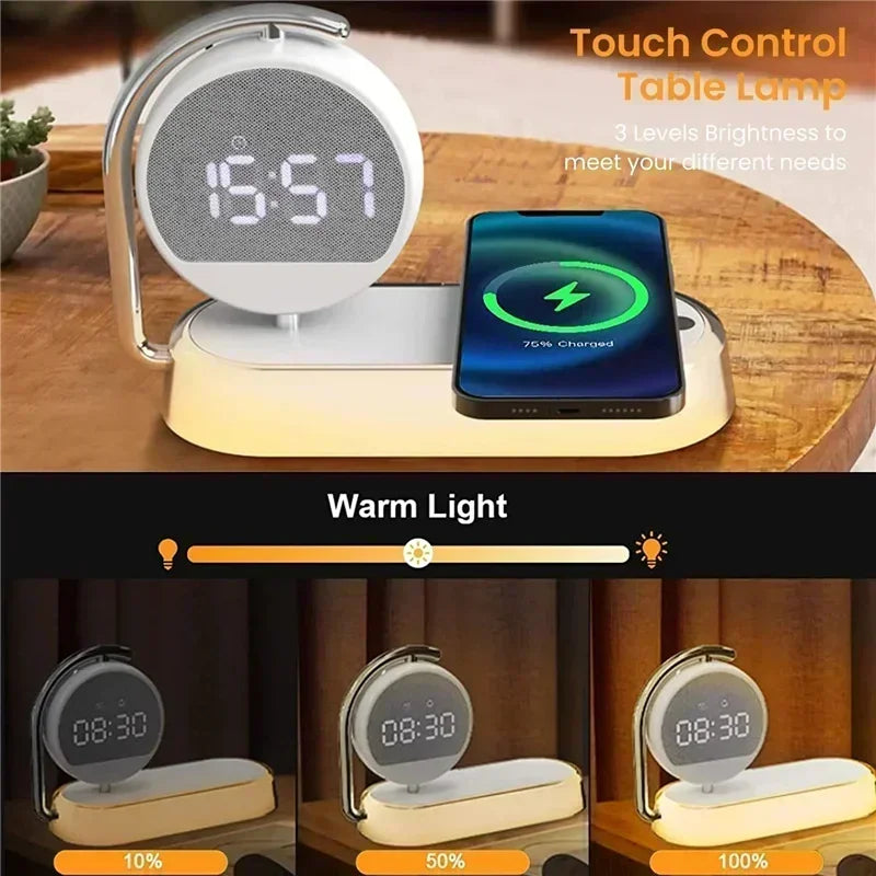 15W Quick Charge Wireless Alarm Clock & LED Night Light