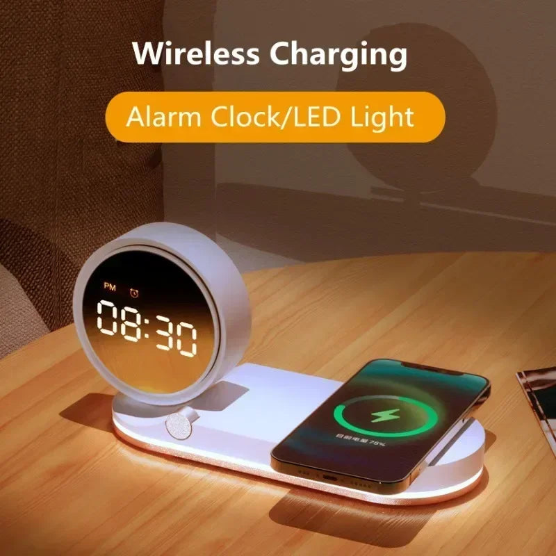 15W Quick Charge Wireless Alarm Clock & LED Night Light