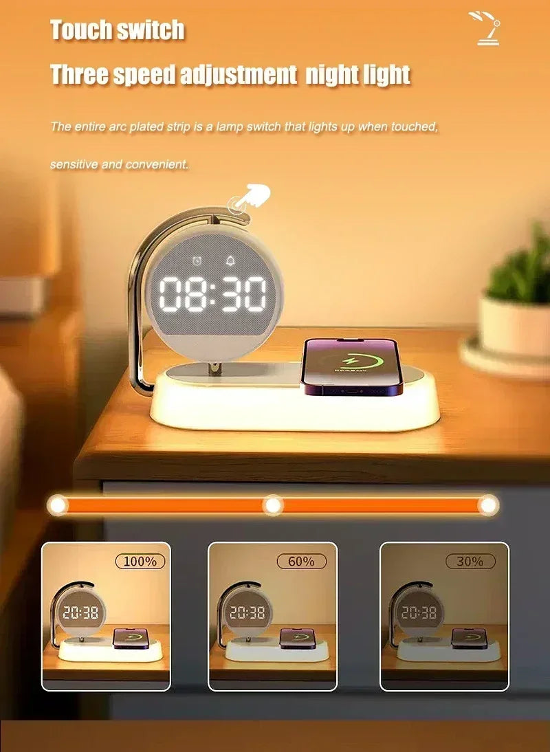 15W Quick Charge Wireless Alarm Clock & LED Night Light