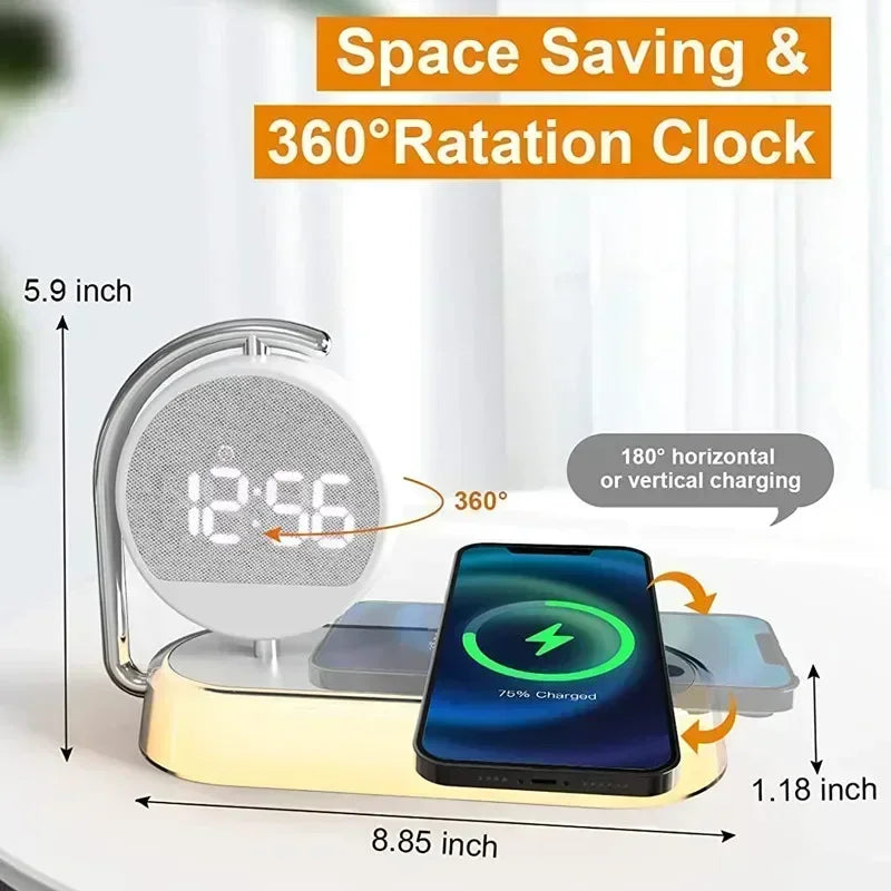 15W Quick Charge Wireless Alarm Clock & LED Night Light