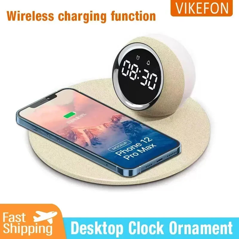 15W Quick Charge Wireless Alarm Clock & LED Night Light