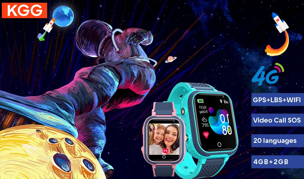 4G Kids Smartwatch with 1.7-inch Screen & GPS Locator