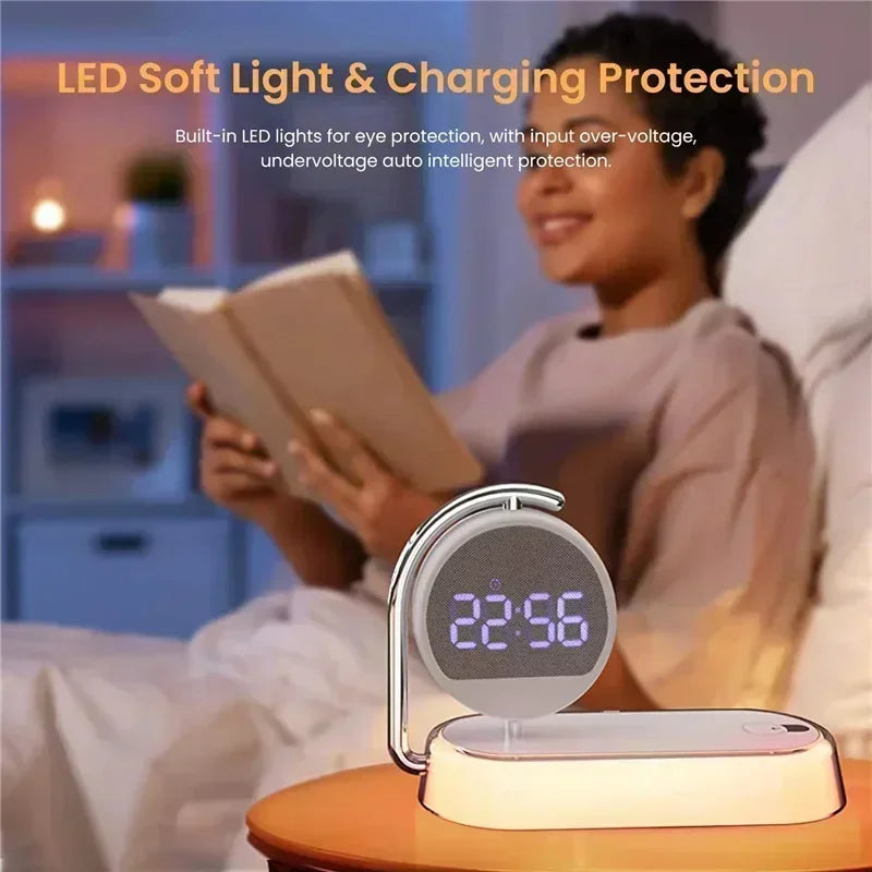 15W Quick Charge Wireless Alarm Clock & LED Night Light